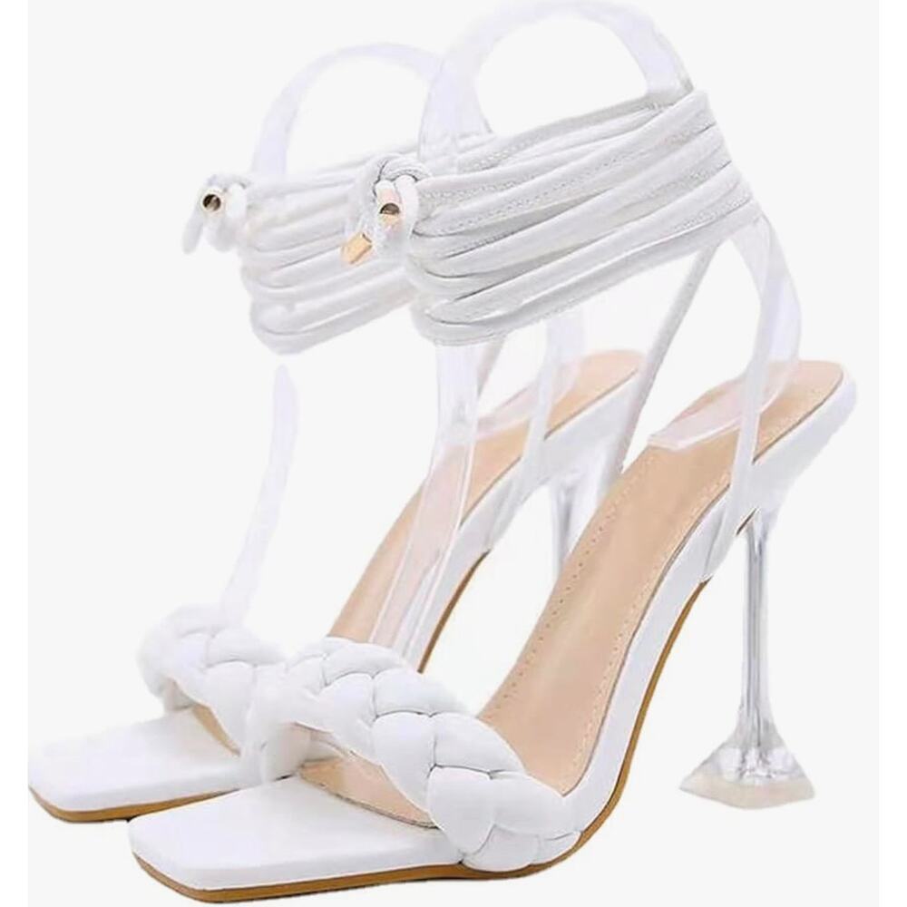 Size 10 YSMIIH Braided Ankle Strap Ballet Lace Up Stiletto